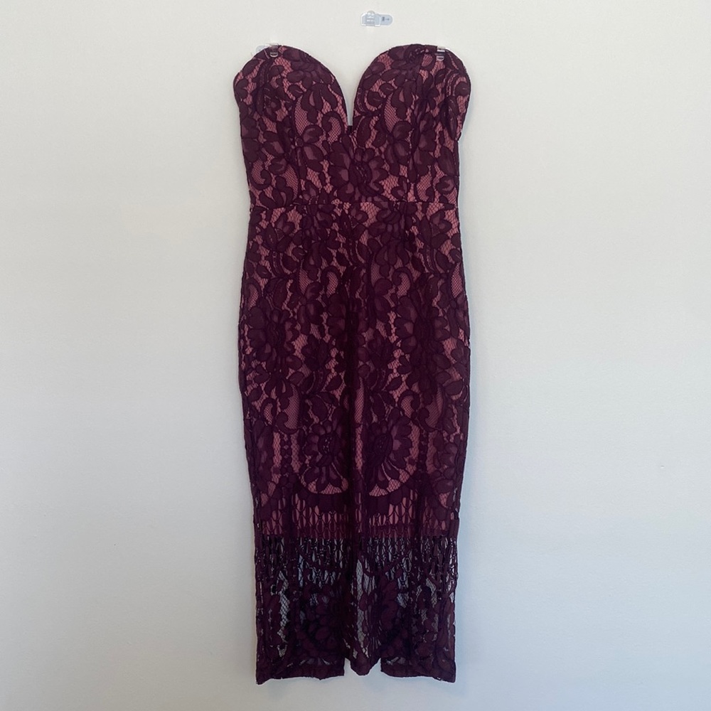 Charlotte Russe Magenta Lace Midi Dress